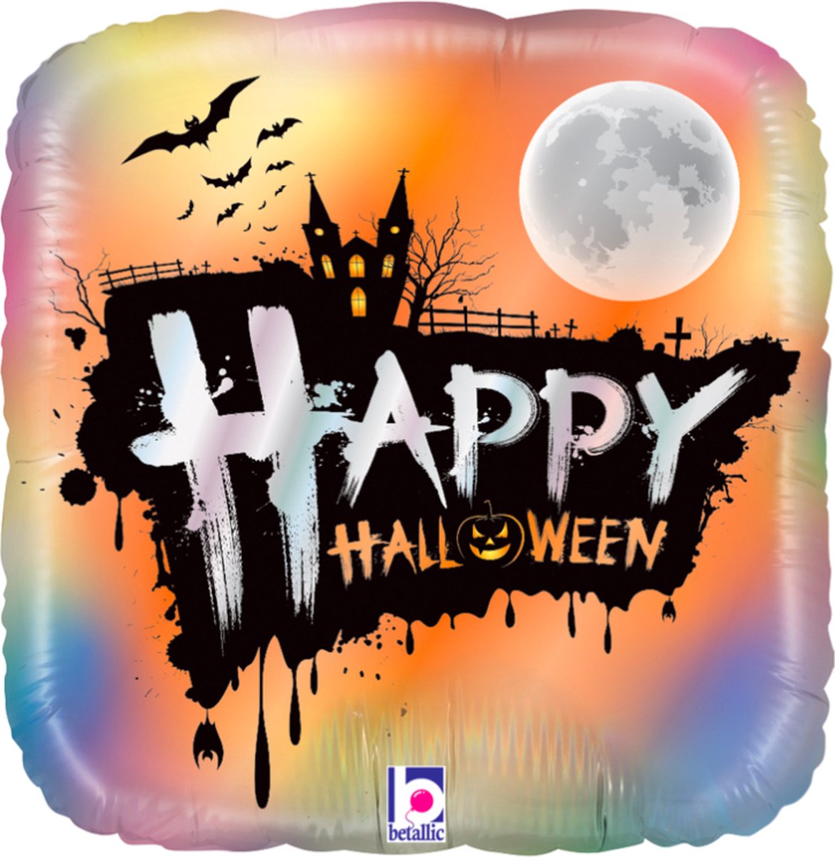 Qualatex - Folieballon happy Halloween holographic - 45 cm