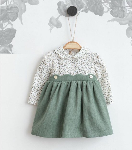 baby jurk - Meisjes kleding - groen/mix van kleur - Maat 74 - bloemen
