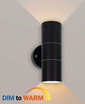 Ledmatters - Wandlamp Zwart - Up & Down - Dimbaar - 9.8 watt - 355 Lumen - 2200-2700 Kelvin - 2200-2700k - IP65 Buitenverlichting