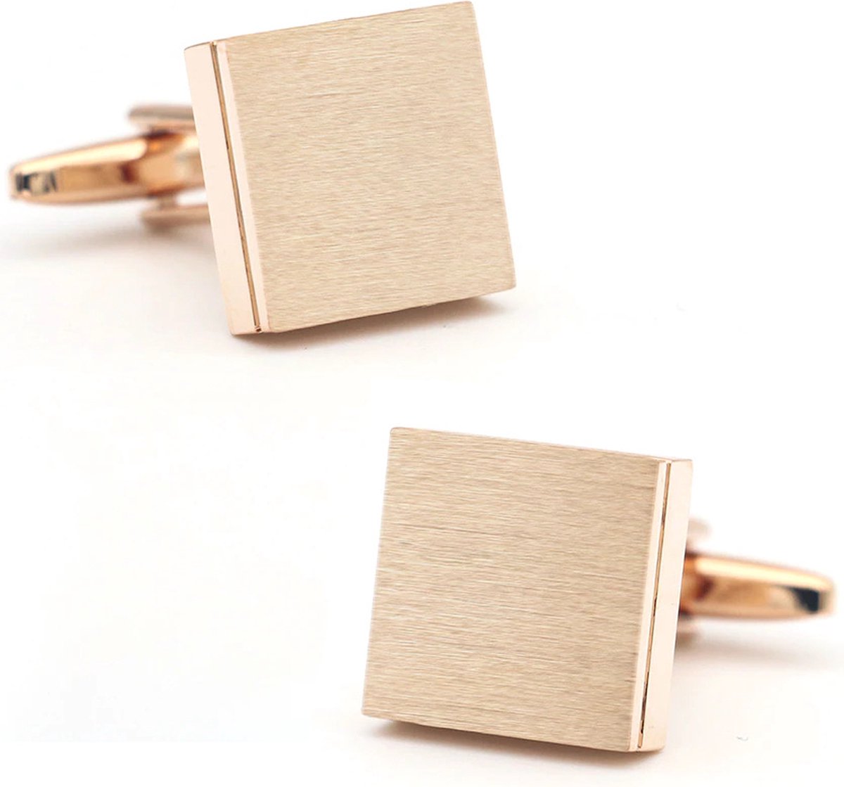 Vierkante Manchetknopen Heren Rose Goud Kleurig - Geborsteld - Cufflinks - Papa Cadeau Voor Mannen - Vaderdag