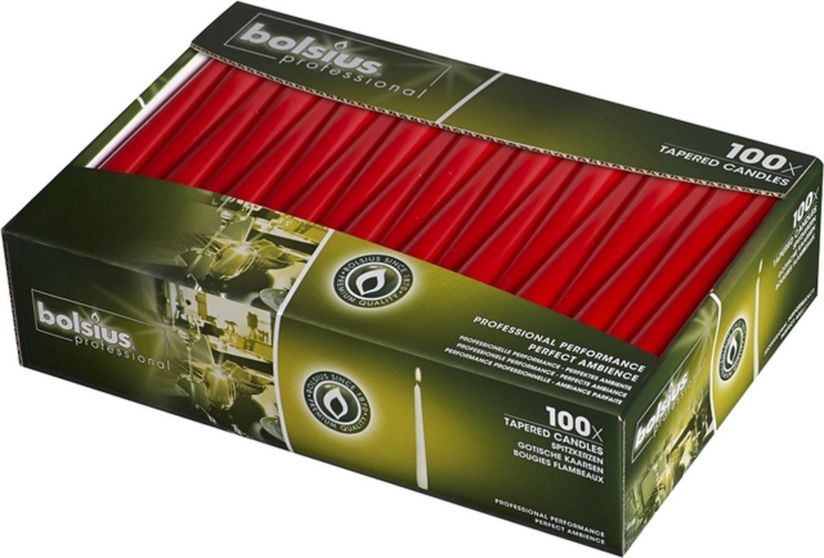 Bolsius Professional - Horeca gotische kaars - 100 stuks per verpakking - Rood