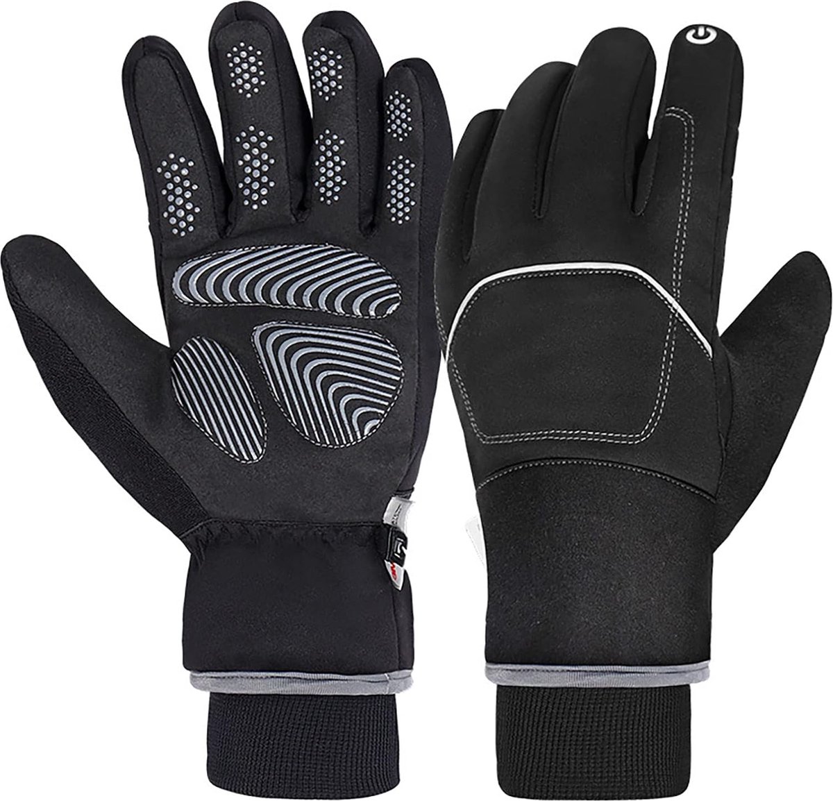 Fietshandschoenen Winter-Winddichte Waterdichte Warme Touchscreen Handschoenen Heren Vrouwen, Outdoor Winter Thermische Fietshandschoenen - Zwart - Maat XL