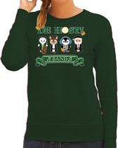 Bellatio Decorations Foute Kersttrui/sweater dames - de hosti band - groen - kerstmuziek - band L