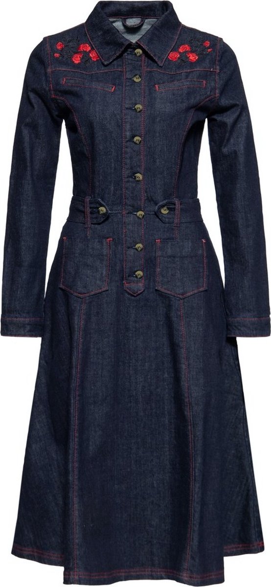 Queen Kerosin Western Swing Kleid QKI26009 Denim-S