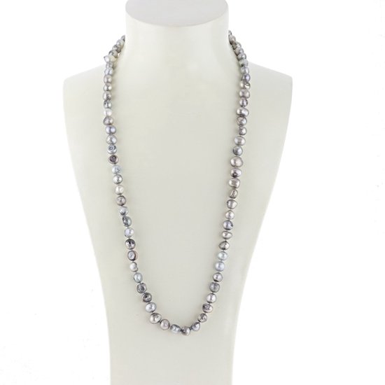 Behave long de perles d'eau douce nouées à la main pour femme – longueur 76 cm + chaîne d'extension de 6 cm