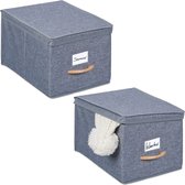 Boîtes de rangement Relaxdays avec couvercle - lot de 2 - paniers d'armoire - paniers de rangement - poignée - tissu