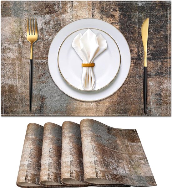 Fontic Set van 6 placemats 30x45cm antislip afwasbaar tafelmatten PVC hittebestendig tafelsets, placemat-matten voor Keuken