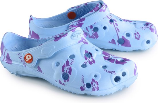 Schu'zz Schuzz Damen Clog Badeschuhe Globule Femme imprimé Hibiscus / Multicolor-41