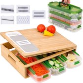 Premium Bamboo Chopping Board with Collection Trays and Grater, Kitchen Board Made of Bamboo Wood with Juice Groove, Multifunctional Chopping Board Set, Dishwasher Safe, Practical Kitchen Aid