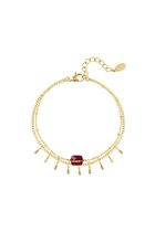 Armbanden- Bracelet with details - Natural stones collection - Fuchsia & Gold - Goud -Yehwang