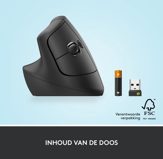 Logitech Lift - Verticale ergonomische muis - Linkshandig - Graphite