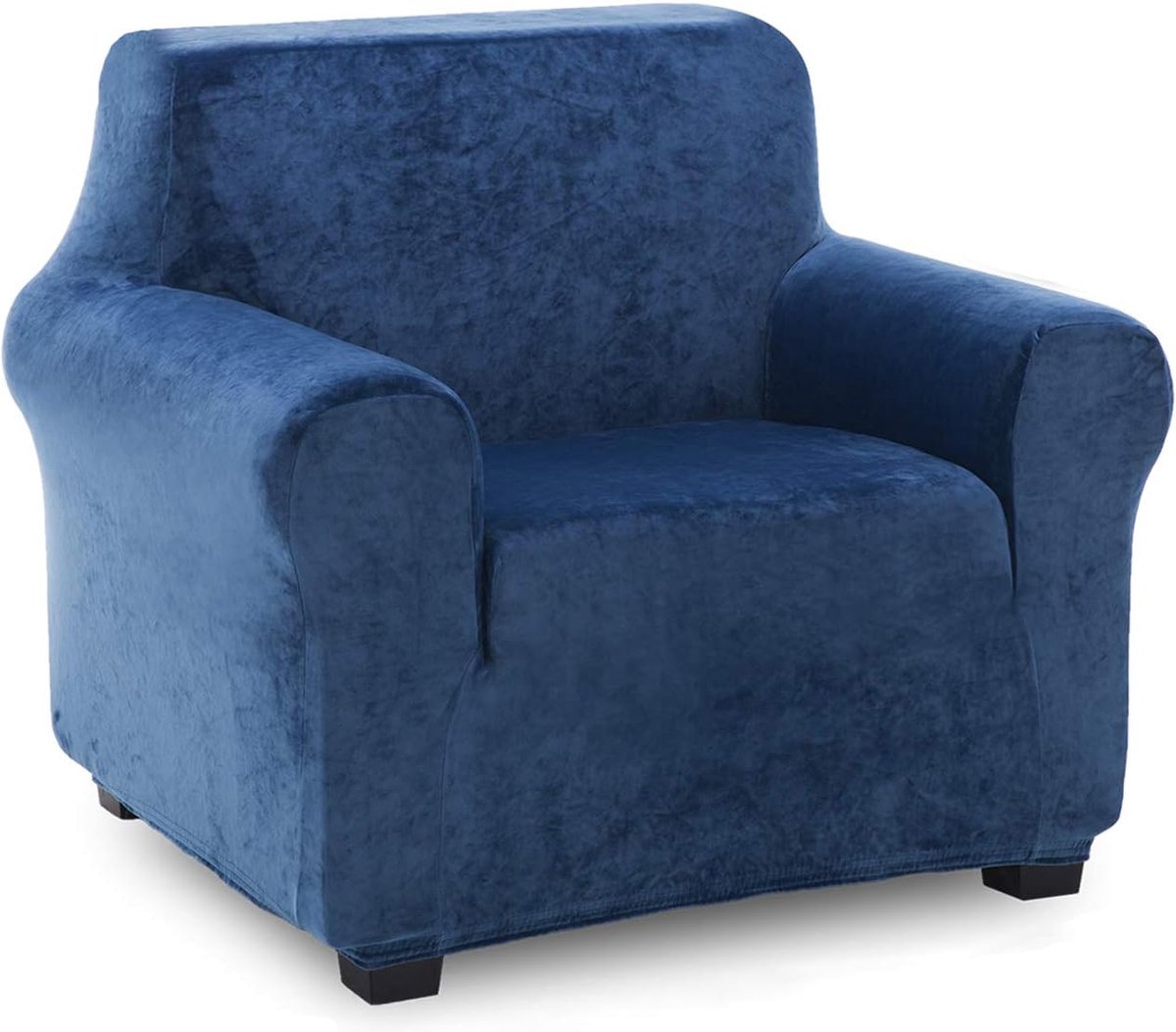 Velvet Armchair Cover, Soft Velvet Plush Sofa Cover, Stylish Luxury Furniture Covers, Non-slip, High Stretch Chair Cover (1 Seater, Navy Blue)