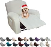 Stretchhoes voor relaxstoel, 4-delige stretch fauteuilhoes, relaxstoel met zijzak, stoelbeschermer voor relaxstoel, elastisch, wasbaar, stoelhoes voor hoes, relaxstoel, fluweel, ivoor