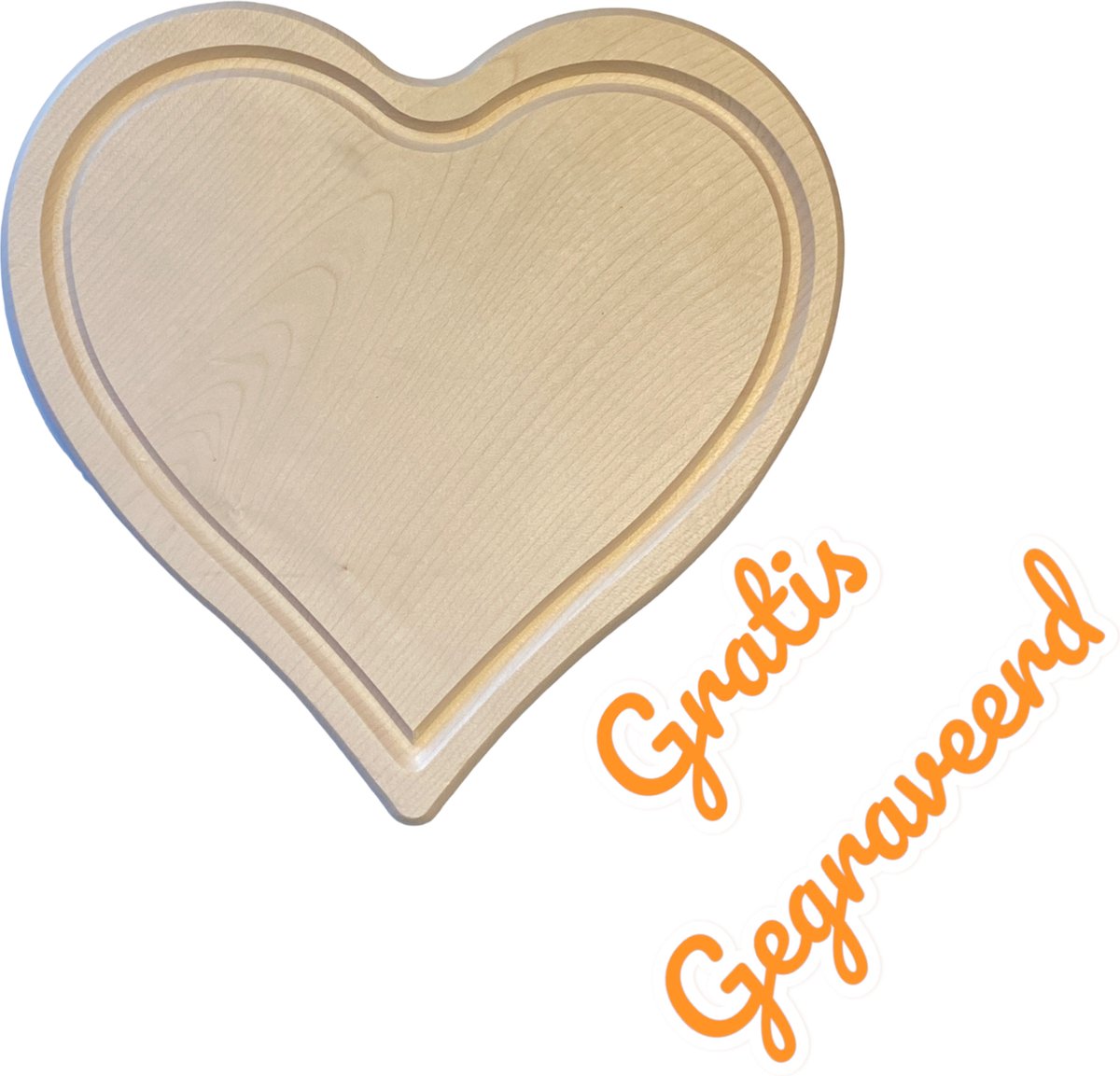 Serveerplank - GRATIS Gegraveerd - Hart - Leuk kado - 24 x 24 cm. - Leuk Cadeau - persoonlijk moederdag cadeau