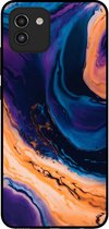 Smartphonica Telefoonhoesje voor Samsung Galaxy A03 marmer look - backcover marmer hoesje - Blauw / TPU / Back Cover geschikt voor Samsung Galaxy A03
