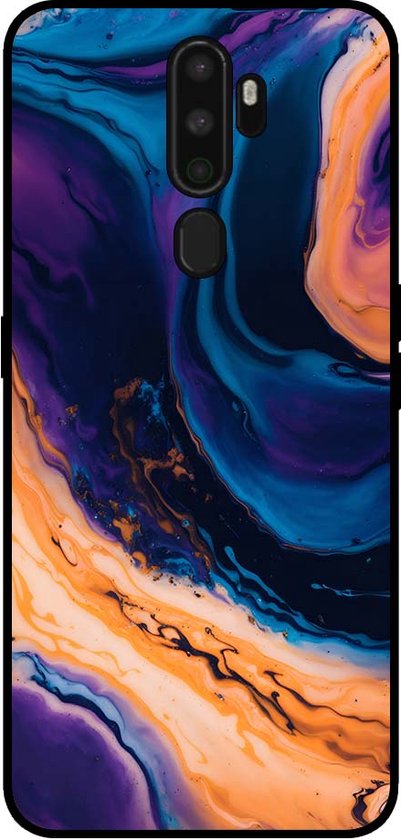 Smartphonica Telefoonhoesje voor OPPO A9 2020 marmer look - backcover marmer hoesje - Blauw geschikt voor OPPO A9 (2020)
