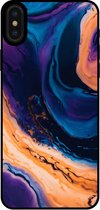 Smartphonica Telefoonhoesje voor iPhone X/Xs marmer look - backcover marmer hoesje - Blauw / TPU / Back Cover geschikt voor Apple iPhone X/10;Apple iPhone Xs
