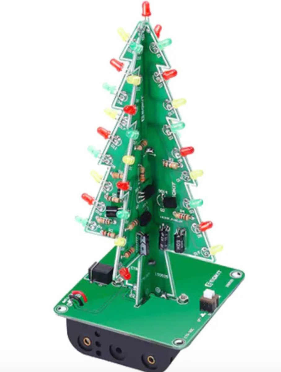 OTRONICÂ® Kerstboom soldeerkit met knipperende rode, groene en gele LEDs