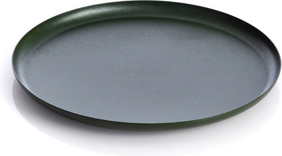 XLBoom Bao Tray Small Ø 25 cm Green - Design serveerschaal van roestvrij staal - Verkrijgbaar in Soft Black | Matt Black | Soft Copper | Red | Green - Luxe dienblad voor tafel & interieur