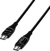 USB 2.0 Type-C kabel, C/Man naar C/Man, met E-mark, PD, met OLED display, zwart, 2 m
