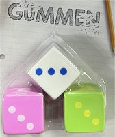 Dobbelsteen Gummen - 3 stuks - Dobbelstenen - Gummen - Tekenen - Kleuren - Diverse kleuren - Schoolspullen - Kinderen.