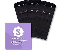 BH verlengstuk 2 haaks - 3Pack zwart - BH accessoires - Beha verlenger - Bra Extender - BH clip - BH Verlenger - Shapetape