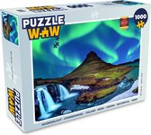 Puzzel Noorderlicht - Sterrenhemel - IJsland - Berg - Groen - Waterval - Meer - Legpuzzel - Puzzel 1000 stukjes volwassenen