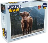 Puzzel Schotse hooglander - Berg - Landschap - Bomen - Koe - Natuur - Legpuzzel - Puzzel 1000 stukjes volwassenen