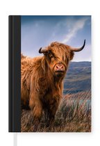 Notitieboek - Schrijfboek - Schotse hooglander - Lucht - Natuur - Notitieboekje klein - A5 formaat - Schrijfblok