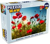 Puzzel Klaprozen - Toscane - Zon - Rood - Blauw - Legpuzzel - Puzzel 1000 stukjes volwassenen