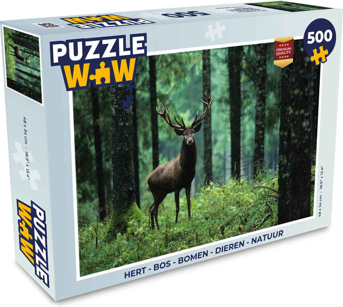 Puzzel Hert - Bos - Bomen - Dieren - Natuur - Legpuzzel - Puzzel 500 stukjes