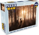 Puzzel Bos - Hert - Zon - Bomen - Winter - Natuur - Dieren - Legpuzzel - Puzzel 1000 stukjes volwassenen