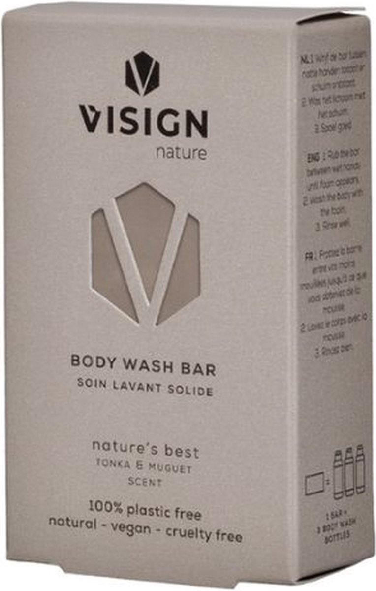 Visign Nature Body Wash Bar - Shower bar - Body bar - Alternatief voor douchegel - Nature's Best - 70 Gram