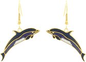 Behave - Oorhangers dames - dolfijnmotief - blauw - 1 cm