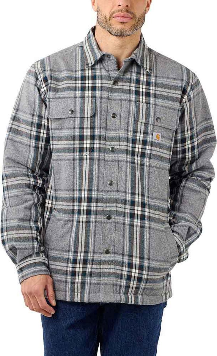 Carhartt Sherpa Relaxed Fit Flanellen Overhemd Met Lange Mouwen Grijs XL