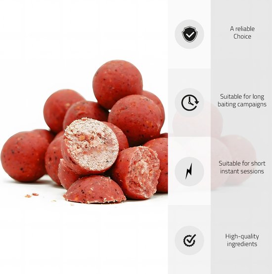 Tasty Baits -Aardbei - Boilies - 20 mm - 10 kg - Rood Karper Aas -Karper Lokvoer - Karpervissen van Merkloos — afbeelding 3