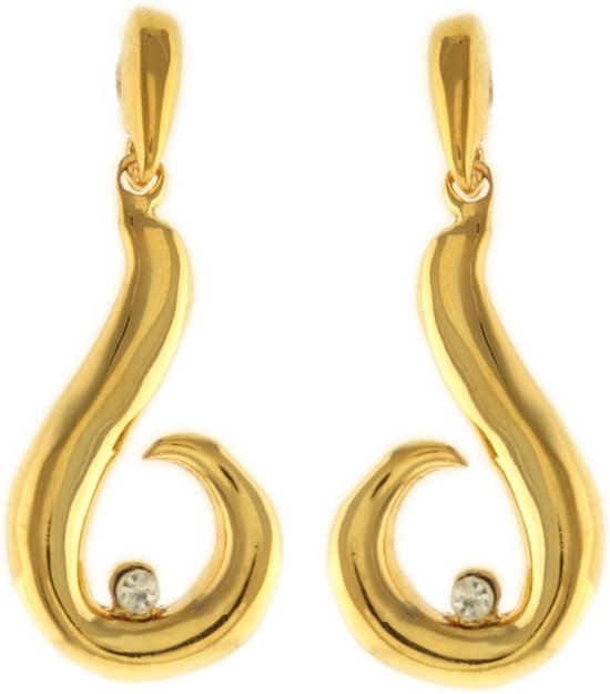Behave Dames oorbellen hangers goud-kleur 5cm