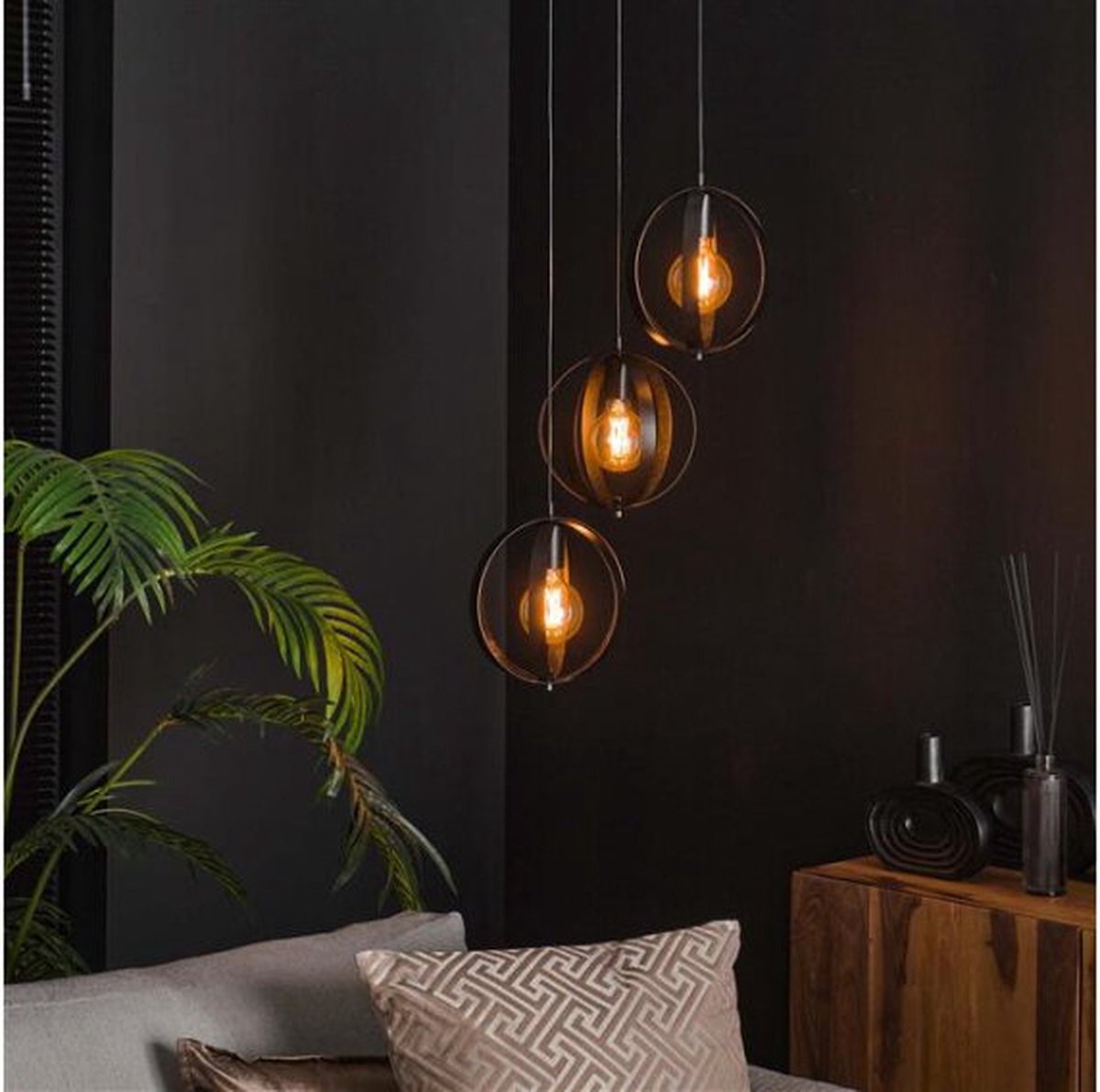 Hanglamp Halo getrapt 3 Lampen - Charcoal