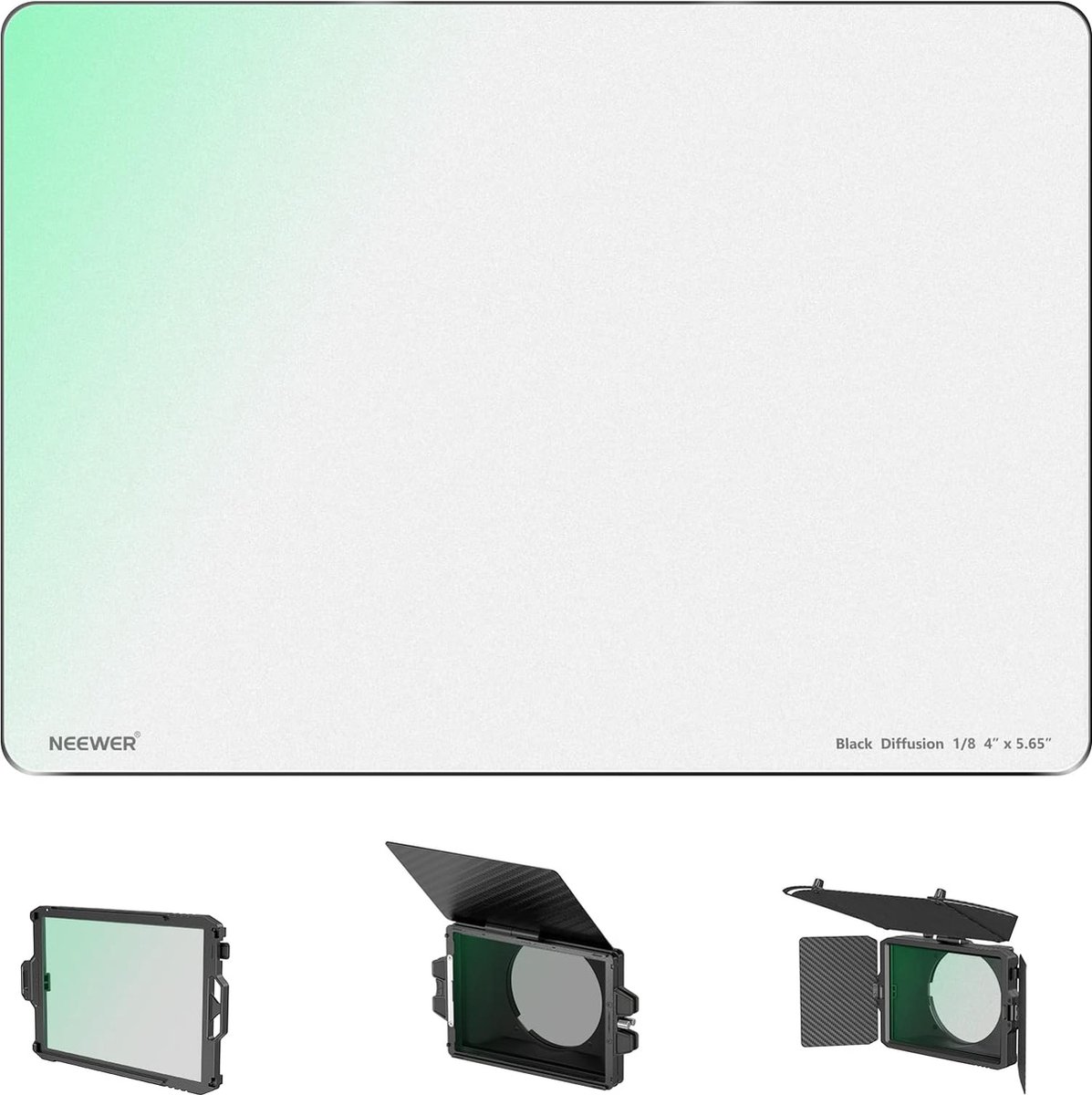 Neewer® - 8 Zwarte Diffusie Mist Dromerig Effect Cinema Vierkante Filter - 10cm x 14.5cm, HD Optisch Glas, Dromerig Effect - Rechthoekig - Compatibel met Tilta, Geschikt voor SmallRig Matte Box voor Cinematografische Foto's