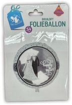 Bruiloft Folieballon - Happy Ever After - Zilver - ca. 34cm