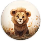 Muurcirkel kinderkamer dieren - Leeuw - Kinderen - Jongenskamer decoratie - Schilderij rond - Muurdecoratie rond - Ronde wanddecoratie - 30x30 cm - Ronde schilderijen - Wandcirkel - Muurcirkel binnen - Meisjeskamer