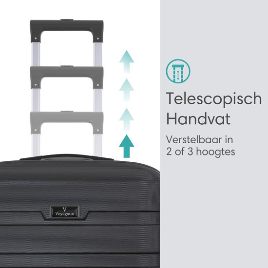 Voyagoux® REVELATION - Reiskoffer Medium - 71L - Koffers - Reiskoffer met wielen -Zwart - TSA Slot