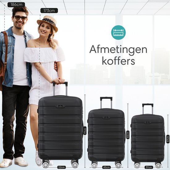 Voyagoux® REVELATION - Reiskoffer Medium - 71L - Koffers - Reiskoffer met wielen -Zwart - TSA Slot