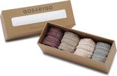 GoBabyGo Combo Box - bamboe antislip sokjes / Soft Pink, Grey Melange, Misty Plum, Sand - 6-12m / 17-19