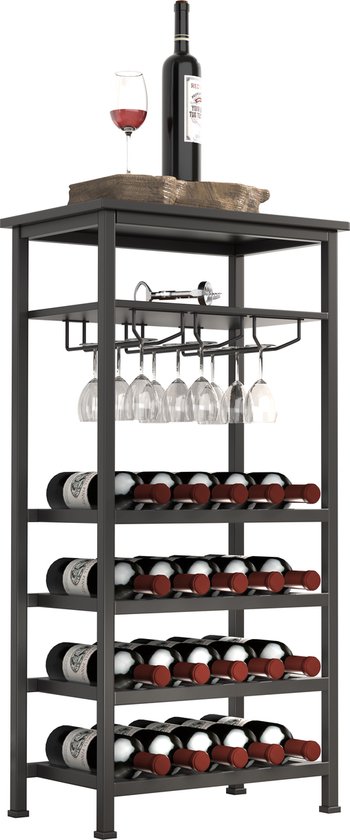 Casier à vin Cave à vin design industriel noir - Casier pour ranger 20  bouteilles avec