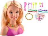 Playos® - Styling Doll - Blond - met Accessoires - 15 delig - Stylingshoofd - Poppen Kaphoofd - Styling Head - Speelgoed - Rollenspel - Opmaakpop
