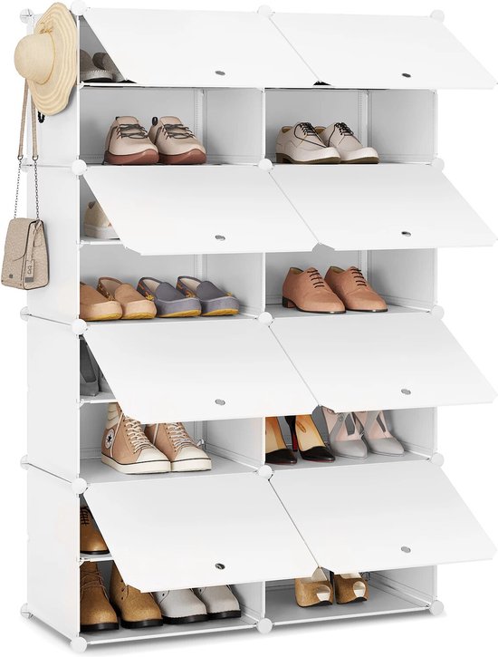 BukkitBow - Meuble à chaussures 8 compartiments - Facile à monter - Pour 28 à 32 paires de Chaussures pour femmes