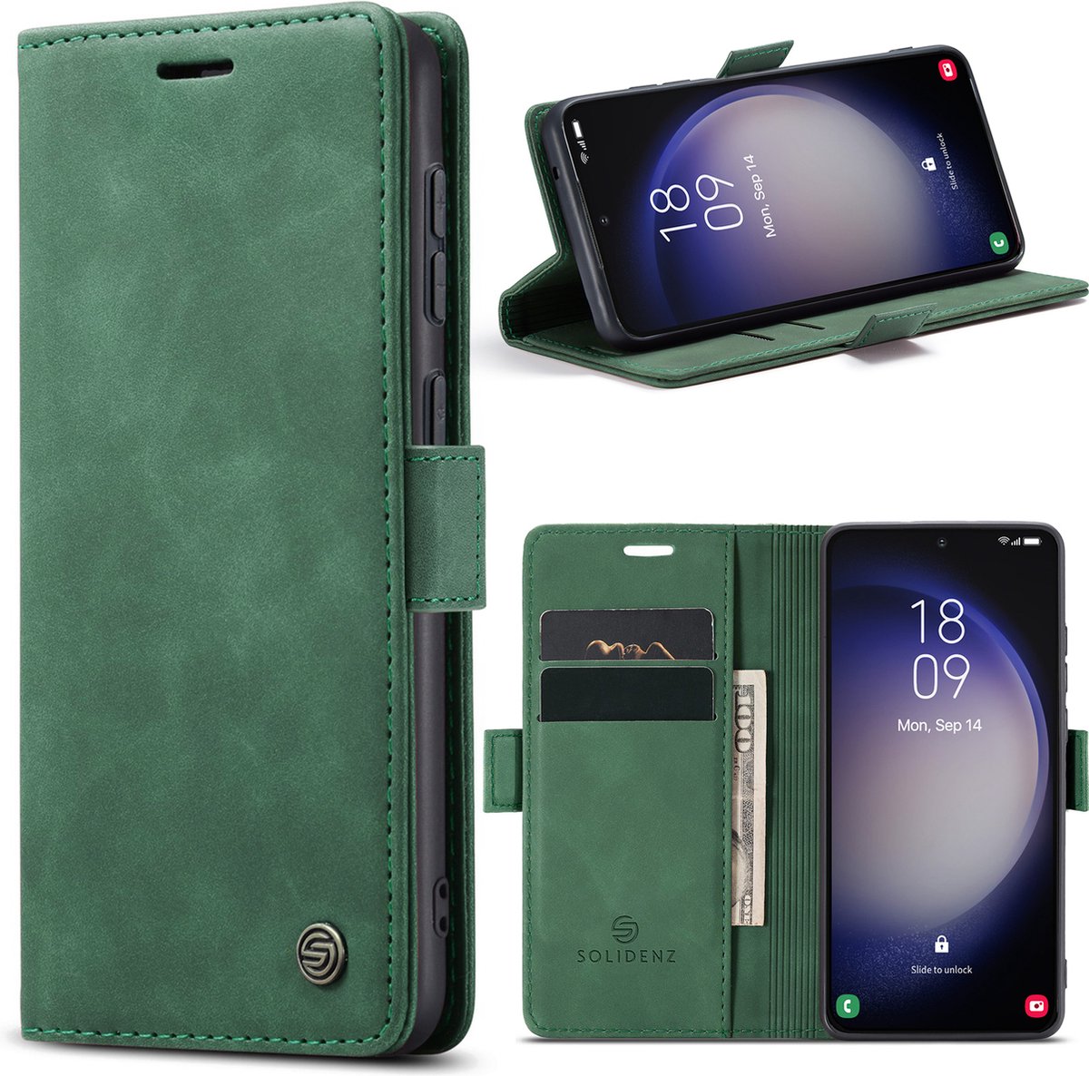 Solidenz Hoesje - Geschikt voor Samsung Galaxy S23 - Urban Book - Groen