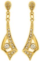 Behave Dames oorbellen goud-kleur hangers steentjes 4,5 cm