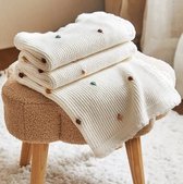 Baby Deken - Wit met gekleurde stippen - Wiegdeken - Reisdeken - Kinderwagen Maxi Cosi deken